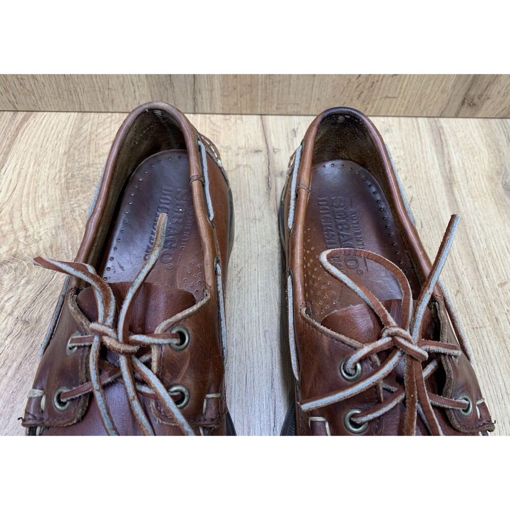 Sebago Docksides Boat Shoes Men's 9 M Brown Leather Lace Up Moc Toe Casual - Picture 8 of 16